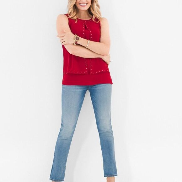 Red - Double-Layer Embellished Tank Sz 3 - Picture 9 of 10